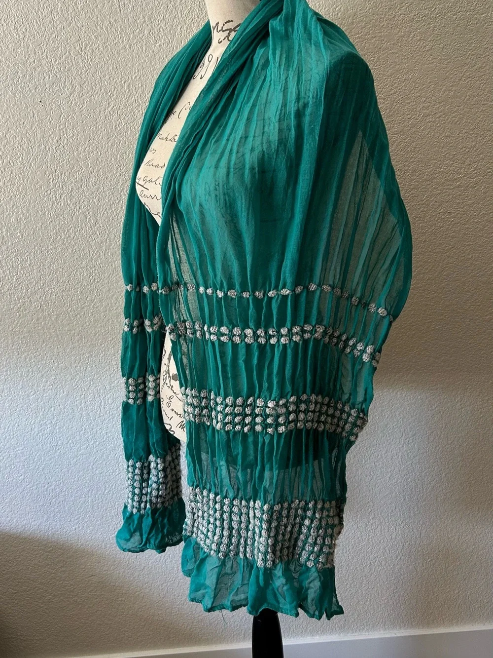 Teal pleated Women's Scarf